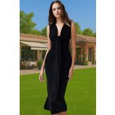 Vücudu Saran Midi Örme Abiye Elbise Şık Tasarım Polyester Elastan Modern Stil Rahat Ve Şık