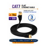 Vwin 3 Metre Cat7 İnternet Ağ Kablosu Flat Yassı Utp/Ftp 600 Mhz 10 Gbps Patch Ethernet Cable