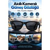 Wair Teknoloji Akıllı Kameralı Güneş Gözlüğü Aı Destekli Fotoğraf Video Ses Kayıt Uygulama Bağlantılı - Siyah