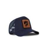 Wake Up Logolu Lacivert Trucker Şapka