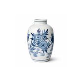 Warm Design Hand-Painted Seramik Vazo Mavi-Beyaz