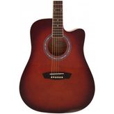 Washburn WA90CRDB Akustik Gitar - Kırmızı (Başlangıç/orta - Dreadnought) | Parlak Kırmızı Bitiş, Yüksek Ses Projeksiyonlu Gövde, Krom Aksanlar, Ergonomik Sap | Ölçüler: 41 Inç Tam Boy