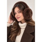 Wearflawless Kahverengi Peluş Katlanabilir Siyah Kulaklık , Soğuktan Koruyucu Peluş Kışlık Kulaklık, Kışlık Hediye
