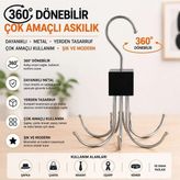 Webmall Çok Fonksiyonlu 360 Derece Döner Metal Askı – Dolap, Gardırop, Çanta, Kemer ve Kravat Düzenleyici - Siyah