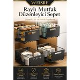 Weisre Raylı Mutfak Dolabı İçi Düzenleyici Çekmece Sepet Metal Sürgülü Organizer 25 KG Taşıma Kapasitesi Geniş Kapasite