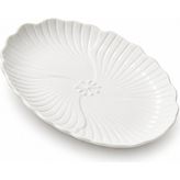 Welcomein Porselen Oval Servis Tabağı 24 cm – Çiçek Desenli Beyaz Sunum Tabağı