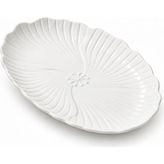 Welcomein Porselen Oval Servis Tabağı 30 cm – Çiçek Formlu Beyaz Sunum ve Ikram Tabağı