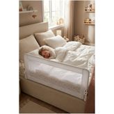Wellgro 120x65 cm Deri Kılıflı Katlanır Yatak Bariyeri, Beyaz