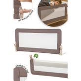 Wellgro Premium 120X65 Cm Deri Kılıflı Yatak Bariyeri, Katlanır Yatak Korkuluğu, Kahve