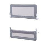 Wellgro Premium 150X65 Cm Deri Kılıflı Yatak Bariyeri, Katlanır Yatak Korkuluğu, Gri
