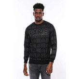 Wessi Siyah Taşlı Desenli Sweatshirt