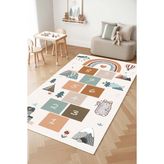 West Home Oyun Halısı Makinede Yıkanabilir Kaymaz Taban Leke Tutmaz Antibakteriyel Çocuk Odası Halısı - Bej - 60 x 250 cm