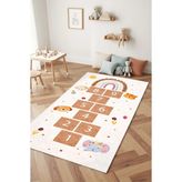 West Home Oyun Halısı Makinede Yıkanabilir Kaymaz Taban Leke Tutmaz Antibakteriyel Çocuk Odası Halısı - Bej - 80 x 300 cm