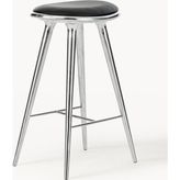 Westwing High Stool Meşe Bar Taburesi - Siyah - Gümüş