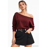 WILD BEE Kadın Bordo Düşük Omuz Modal Bluz