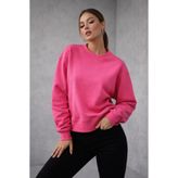 WILD BEE Kadın Pembe Pamuklu Interlock Oversize Sweatshirt