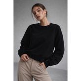 WILD BEE Kadın Siyah Pamuklu Interlock Oversize Sweatshirt