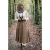 Win Moda Yeni Sezon Mevlana Süet Uzun Kloş Etek Yüksek Bel Lastikli Iç Göstermeyen Mevlana Serisi S/xl 7 Renk - Kahverengi