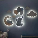 Windly Concept Beyaz Mavi Bebek ve Çocuk Odası Gece Lambası Seti