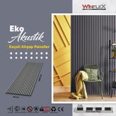 Winflex Eko Keçeli Akustik Ahşap Paneli Antrasit 60x240cm .