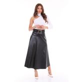 Winmoda34 Kadın Deri Çan Etek Kemer Detaylı