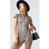 Winmoda34 Kadın Mini Fermuarlı Şort Tulum
