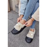 Winter Teddy Siyah Hakiki Deri Yünlü Kadın Bot