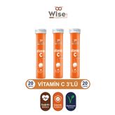 WiseLab Premium 3'lü set Vitamin C + Çinko Efervesan 20 Tablet