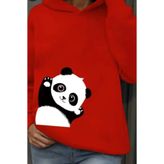 Wish BF Cute Panda Bisiklet Yaka Sweatshirt