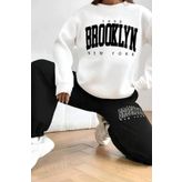 Wish BF Kadın Brooklyn New York Baskılı Bisiklet Yaka Eşofman Takımı