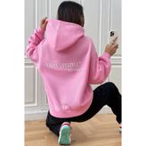 Wish BF Kadın Pembe Urban Baskılı Kapüşonlu Sweatshırt