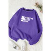 Wish BF Unisex Mor Baskılı Oversize Pamuklu Sweatshirt