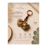 WoodBay Feng Shui Şans Kedisi Anahtarlık 5 Çin Paralı Maneki Neko Bereket Sembolü 9 cm MODEL 2