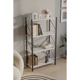 Woodensa Metal Çerçeveli 4 Raflı Kitaplık Beyaz