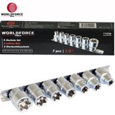 Worldforce E-Lokma Seti 7 Parça 1/2'' Kısa (E10,E12,E14,E16,E18,E20,E24MM) - Gümüş