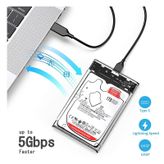 WOZLO 2.5 inç Sata USB 3.0 Harddisk Kutusu - Şeffaf - Micro USB