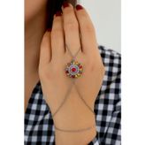 X-lady Accessories Gümüş Renk Yuvarlak Güneş Mix Damla Taş Çelik Şahmeran - 3508