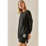 Xhan 3YXK8-47463-02 Kadın Siyah Bisiklet Yaka Sweatshirt