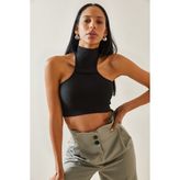Xhan 5YXK2-48286-02 Kadın Siyah Arkası Düğmeli Bluz