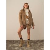 Xint Kadın Camel Esnek Dokulu Oversize Mont
