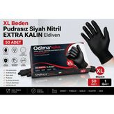 Xl Beden Extra Kalın Pudrasız Siyah Nitril Eldiven - 50 Adet