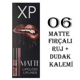 XP Matte Lip Gloss 06 Fırçalı Mat Ruj + Dudak Kalemi