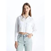 Xsıde Beyaz Crop Poplin Kadın Gömlek