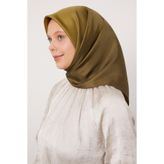 Yağ Yeşili Geçişli Twill İpek Eşarp