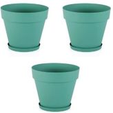 Yalı Saksı YS02 – 3'lü Set, Yeşil | 1.7 Litre, 160 mm Ağız Çapı | Alt Sulamalı Modern Plastik Saksı