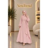 Yandan Bağlamalı Krep Elbise - Pembe - 44 - 46
