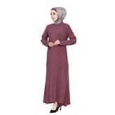 Yanı Fermuar Detaylı Tesettür Elbise-gülkurusu