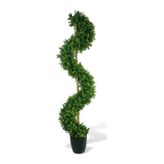 Yapay Ağaç Spiral Şimşir Ağacı 160cm Bambu Saplı Salon Bitkisi Düz Yeşil