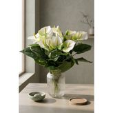 Yapay Çiçek Deposu Yapay Bitki 5'li Dawn Antoryum Bitkisi Demeti 50 cm Beyaz