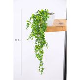 Yapay Çiçek Deposu Yapay Çiçek Yoğun Yapraklı Yeşil Okaliptus Sarkıt Sarmaşık Sarkan Bitki (Beyaz Mika Saksılı) 80 cm